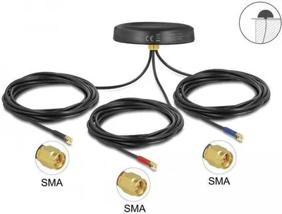 Produktbild von DELOCK Multiband LTE-MIMO UMTS GSM GNSS Antenne 3 x SMA