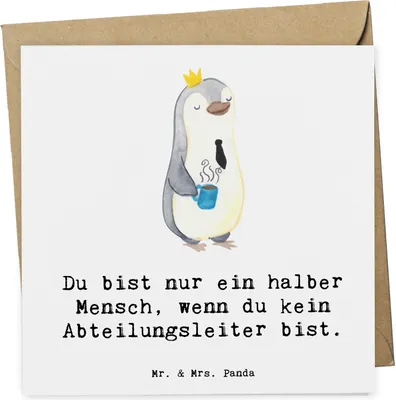 Produktbild von Mr. & Mrs. Panda Klappkarte Abteilungsleiter Herz - Weiß - Geschenk, anlasskarte, Witzig, Glückwunschkarte, Grußkarte, doppelkarte, Lustig, Spruch, faltkarte, Beruf