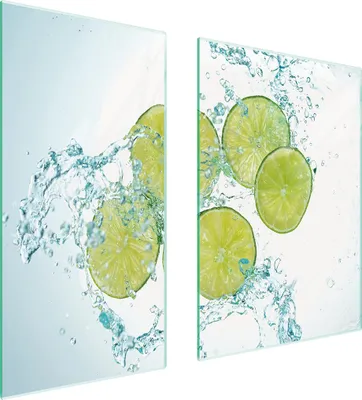 Produktbild von Herdabdeckplatten 2 teilig 75x52 Glaskeramikkochfeld Abdeckung Glas Schneidebrett Limette Wasser