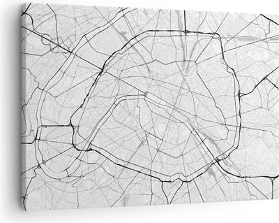 Produktbild von Bild auf Leinwand - Leinwandbild - Einteilig - Stadt Karte Paris - 70x50cm - Wand Bild - Wanddeko - Wandbilder - Leinwanddruck - Bilder - Wanddekoration - Leinwand bilder - Wandbild - AA70x50-4868