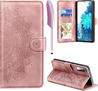 Image de EASDNB Samsung Galaxy S20 FE Housse portefeuille en cuir rose