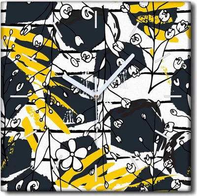 Produktbild von Coloray Uhr auf Leinwand 30x30 cm Wand Uhr Dekoration Wohnzimmer Segeltuch weiße Zeiger -Blumen. Tropics.