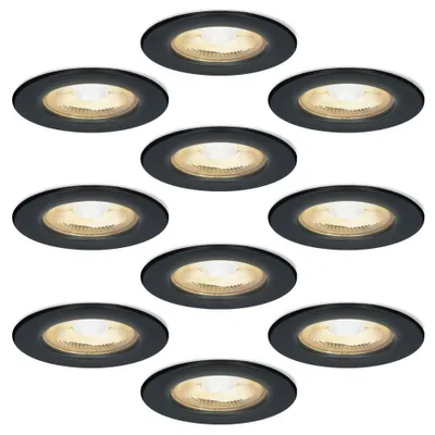 Image de HOFTRONIC - Spots LED encastrables Nola 5W 450 lm 2700K IP65 Noir x10