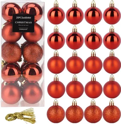 Produktbild von Christbaumkugeln - 20er Set - Bruchsicher - Kunststoff - Weihnachtskugeln Rot 4cm
