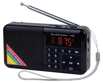 Produktbild von Mini-tragbares FM-Radio mit USB-Anschluss, Micro-SD-Kartensteckplatz und integriertem MP3-Player mit LED-Beleuchtung, 1500-mAh-Akku (Schwarz)