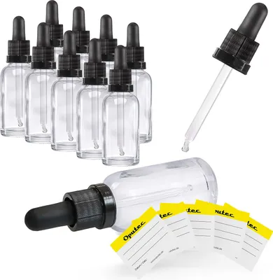 Obrázek produktu pro 10 x 30 ml lahvička s pipetou, čiré sklo, standardní skleněná pipeta