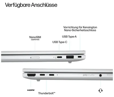 Produktbild von HP EliteBook 8 G1i Notebook Next Gen AI - 174-Grad-Scharnierdesign - Intel Core Ultra 7 258V / 2.2 GHz - Win 11 Pro - Intel Arc Graphics 140V - 32 GB RAM - 1 TB SSD NVMe + 1 TB SSD NVM Express (NVMe) - 35.6 cm (14") IPS 1920 x 1200 - Wi-Fi 7, Bluetooth - G