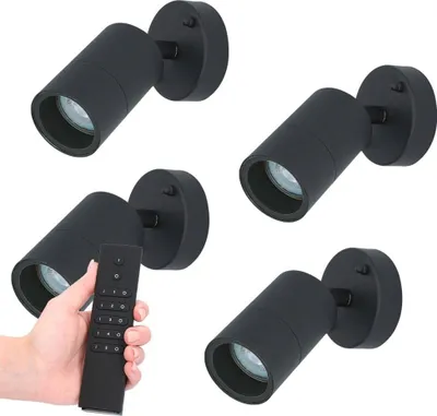 Produktbild von hoftronic LED-Wandleuchte 4er-Set 4W 2700K Schwarz IP44 GU10 dimmbar