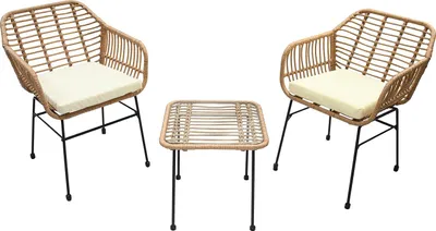 Produktbild von home24 Balkonset - 3-teilig - Polyrattan / Stahl - Beige / Schwarz