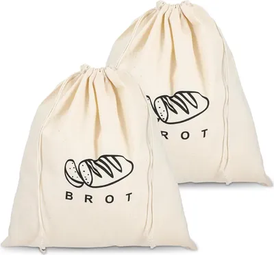 Produktbild von AOZUO 2 Stück Leinen-Brotbeutel, natürliche Pflanzenmaterialien, Brottasche, Aufbewahrung hält frisch, wiederverwendbarer Brotsack mit Kordelzug, geeignet für Brot, Gemüse und Obst
