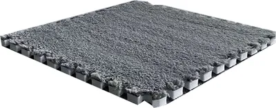 Produktbild von Bodenmatte Feste Farbe Plüsch trocken Füße Bodenfliesen Teppiche Tränenresistente schützende Quadratwaschable Schlafzimmer Puzzle Teppich Wohnzimmermatte-Grau