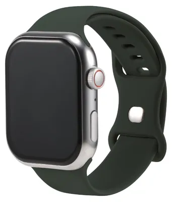 Obrázok produktu pre Silikónový náhradný remienok pre Apple Watch 1, 2, 3, 4, 5, 6, 7, 8, 9, 10, 11, SE, 1, 2, 3, Ultra 1, 2, 3 s puzdrom 42/44/45/49 mm. Mäkký športový remienok v smrekovozelenej farbe. Nastaviteľný remienok pre inteligentné hodinky, veľkosť S