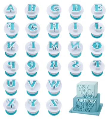 Produktbild von 26 Stk Buchstaben Ausstecher für Fondant, Großbuchstabe, Zuckerplätzchen Ausstecher Backzubehör Ausstecherset, Auswerferstempel, wiederverwendbar, Backzubehör Keks