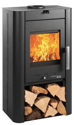Produktbild von Kaminofen Haas & Sohn Prunus II Stahl schwarz 6 kW mit Holzfach