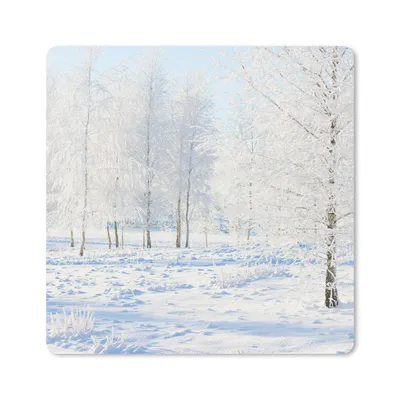 Produktbild von MuchoWow® Mauspad Mousepad Schnee - Bäume - Winter 20x20 cm - Mousepads - Maus Mat - Pad - Mausunterlage - Desk Mat - Bureauartikeln