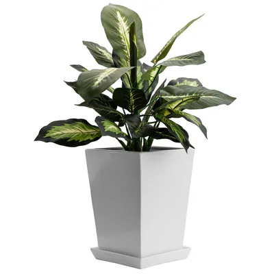 Immagine prodotto di Vaso da fiori Piattino quadrato Dimensioni (LxLxA): 21,5x21,5x29 cm Bianco Interni moderni Trapezio glamour