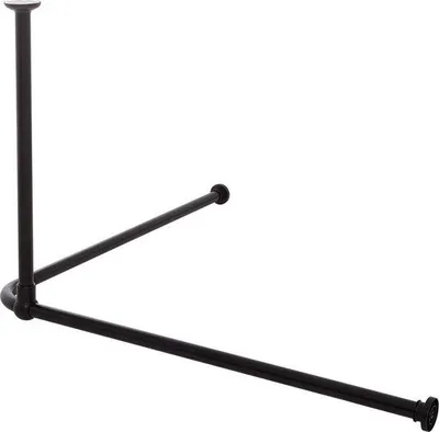 Produktbild von Duschstange Eckstange 60 cm Aluminium Schwarz mit Deckenstütze