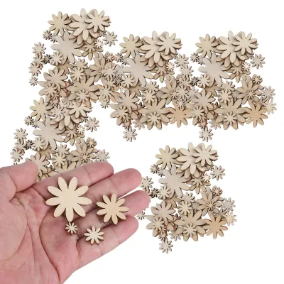 500 Holzblumen-Dekorationen, unfertig, zum Aufhängen, DIY