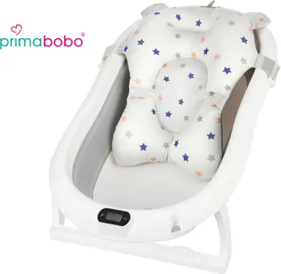 Produktbild von Primabobo Premium faltbare Babybadewanne mit Thermometer und Badekissen, Grau