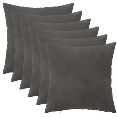 Image de vidaXL, housses de coussin, 6 pièces, HEERLEN, gris foncé, 45 x 45 cm, en velours