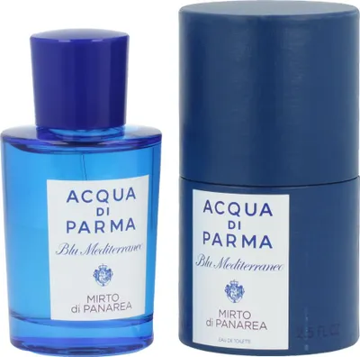 Produktbild von Acqua di Parma Mirto di Panarea, 75 ml, Myrte, Basilikum, Bergamotte, Zitrone, Jasmin, Rose, Mastix, Wacholder, Bernstein, Zedernholz, Spray