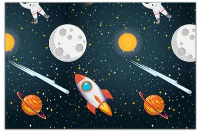 Produktbild von Folientischdecke COSMOS Planet Rakete 120x180cm