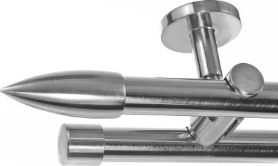 Produktbild von Edelstahl Look Gardinenstange Ø 20mm Deckenträger 2-läufig zweiläufig Deckenbefestigung Spitze D41 E82E30 RR
