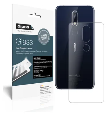 Produktbild von 2x Schutzfolie für Nokia 7.1 Rückseite matt - Anti-Shock 9H Folie dipos Glass