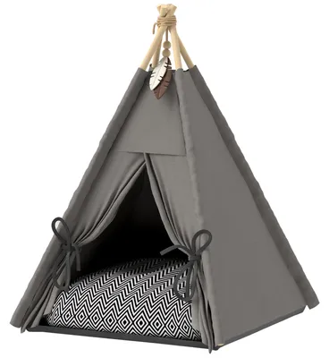 Productafbeelding van PawHut tipi-tent voor huisdieren, kattenhuis met afneembaar en wasbaar kussen