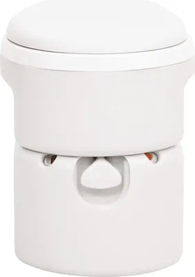 A white camping toilet.