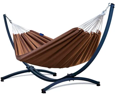 Produktbild von Potenza Outdoor Hängematte mit Gestell für 2 Personen I Baumwolle Doppelhängematte XXL 220x160, 200kg I Hängemattengestell 220kg, wetterfest
