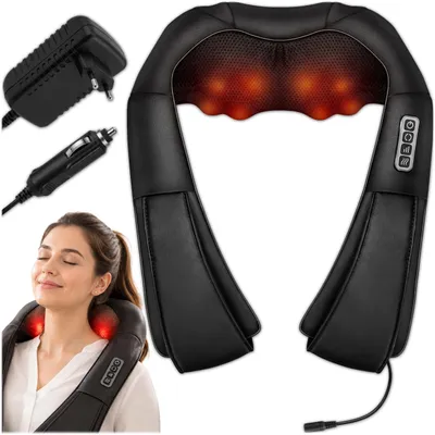 Obrázek produktu pro Masážní přístroj KRUMAD na krk s funkcí ohřevu, Shiatsu masážní přístroj pro krk, záda a ramena, typ C, masážní polštář