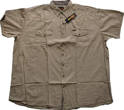 Produktbild von Übergrößen Kurzarm Jeanshemd KAMRO Khaki 3XL