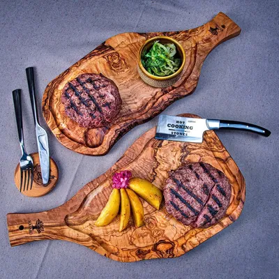 Produktbild von Handgefertigte Schneidebrett - Olivenholz - 1 Stück - einzigartige Maserung