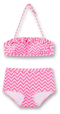 Productafbeelding van Sanetta meisjes badpak, roze, met zigzagpatroon | Kinderbadpak