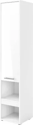 Produktbild von Furniture24 Beischrank Concept PRO CP7 Schrank Hochschrank für Wandbetten 1 Tür 1 Scublade Weiß/Weiß Hochglanz