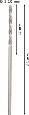 Imagen del producto de Broca para metal, acero rápido HSS-G, estándar, 1,1 x 14 x 36 mm