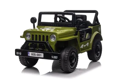 Obrázok produktu pre Detské elektrické autíčko Jeep, zelené, 12 V, s diaľkovým ovládaním a MP3 (3–8 rokov)