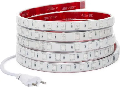 Produktbild von LED-Streifen RGB 220V SMD 60 LED/m 15W/m SILICONE FLEX Breite 12mm Schnitt 100cm IP67 mit Fernbedienung nach Maß 1 m