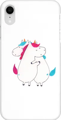 Produktbild von Mr. & Mrs. Panda Iphone XR Handyhülle Einhörner Umarmen - Weiß - Geschenk, Unicorn, Premium Kunststoff, Familie, Freundin, Liebe, Handy Case, Einhorn