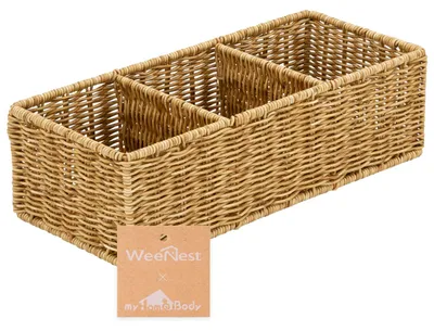 Korb mit 3 Fächern, handgewebt, Badezimmer-Organizer, 34,8x15x9,9 cm