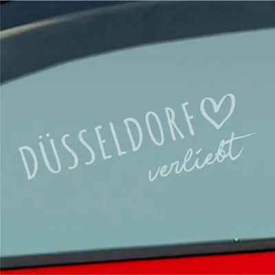 Produktbild von Auto Aufkleber Düsseldorf verliebt Herz Stadt Heimat Liebe Car 19x6 cm Milchglas Sticker Heckscheibenaufkleber