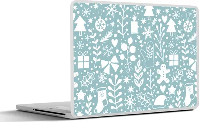 Produktbild von MuchoWow® Laptop Aufkleber Sticker Cover Winter - Schnee - Muster - Weiß 30x22 cm - Laptop-Sticker