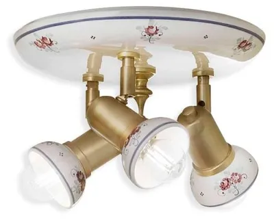 Obrázek produktu pro Stropní svítidlo Savona Classic s keramikou a saténovou mosazí, 3 světla, nastavitelná E14