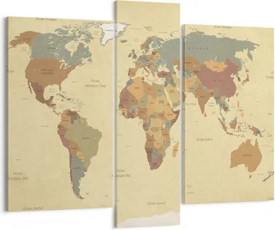 Produktbild von Bild auf Leinwand - Leinwandbild - Karte Welt Land - 95x80cm - Wand Bild - Wanddeko - Wandbilder - Leinwanddruck - Bilder - Kunstdruck - Wanddekoration - Leinwand bilder - Wandkunst - CB95x80-3861