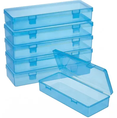 Imagen del producto de Cajas de almacenamiento de plástico, 6 unidades, 15,5 x 6,5 x 3 cm, transparentes, para objetos pequeños