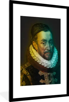 Produktbild von MuchoWow® MuchoWow® Gerahmtes Poster Wilhelm von Oranien - Adriaen Thomasz - Farben 60x90 cm - Poster mit zchwarzem Bilderrahmen - Dekoration - Wandposter Wohnzimmer - Hochwertig