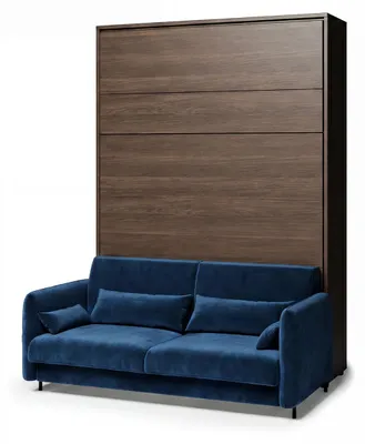 Produktbild von MEBLINI Schrankbett BC-12 - 160x200cm Vertikal - Dunin Eiche/Blau - mit Sofa - Wandbett mit Lattenrost - Klappbett mit Schrank - Wandklappbett - Murphy Bed