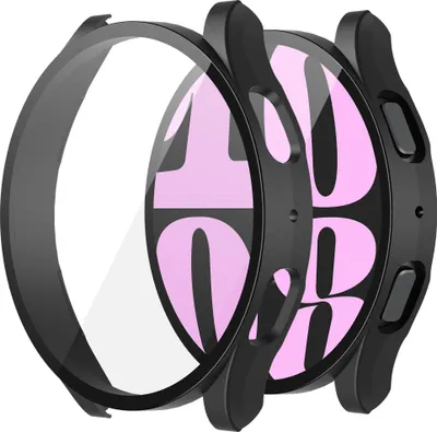 Produktbild von Strap-it Hartschalenetui mit Glas - passend für Samsung Galaxy Watch 6 40mm - schwarzes Etui mit Displayschutzfolie