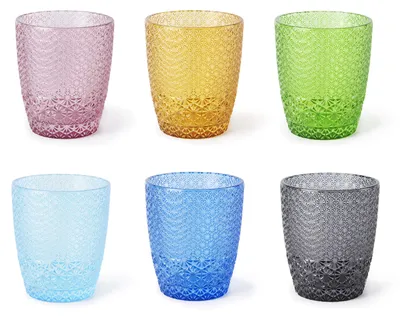 6 bunte Trinkgläser aus Glas, 302 ml, spülmaschinengeeignet